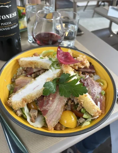 Chambre d'hôte chez particulier. Nous voyons ici une délicieuse salade de poulet